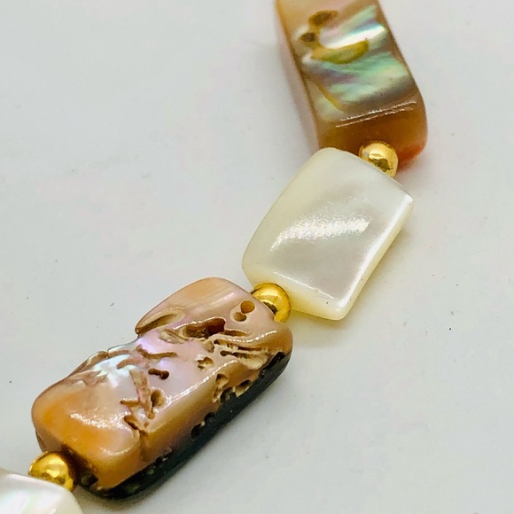 Antique Abalone Mother Of Pearl Necklace - Picture 13 of 17